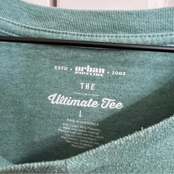 Urban Pipeline Mens The Ultimate Tee in Heather Teal, Size L - Picture 5 of 9